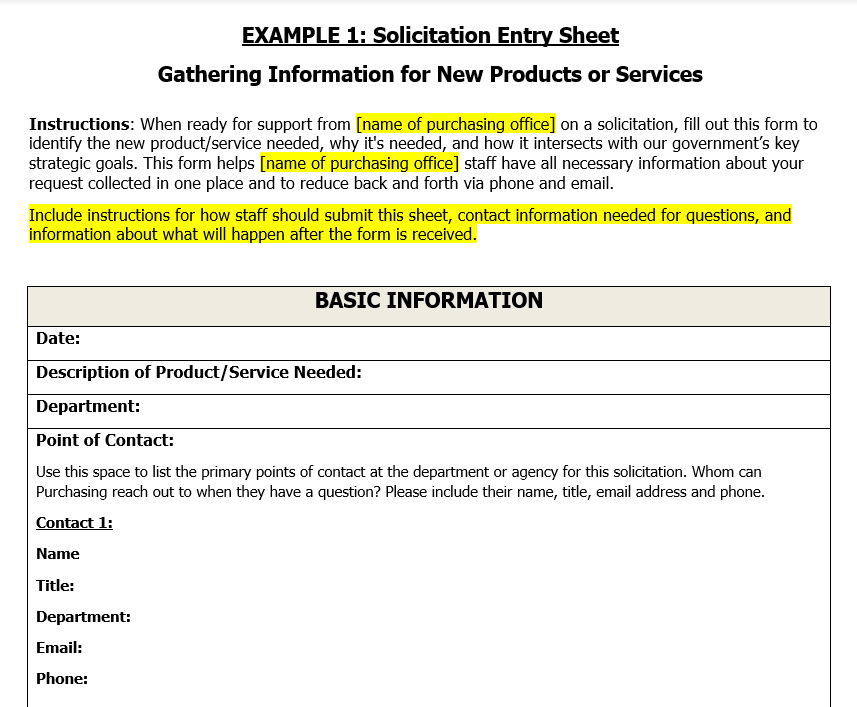 Cover image of a solicitation entry sheet